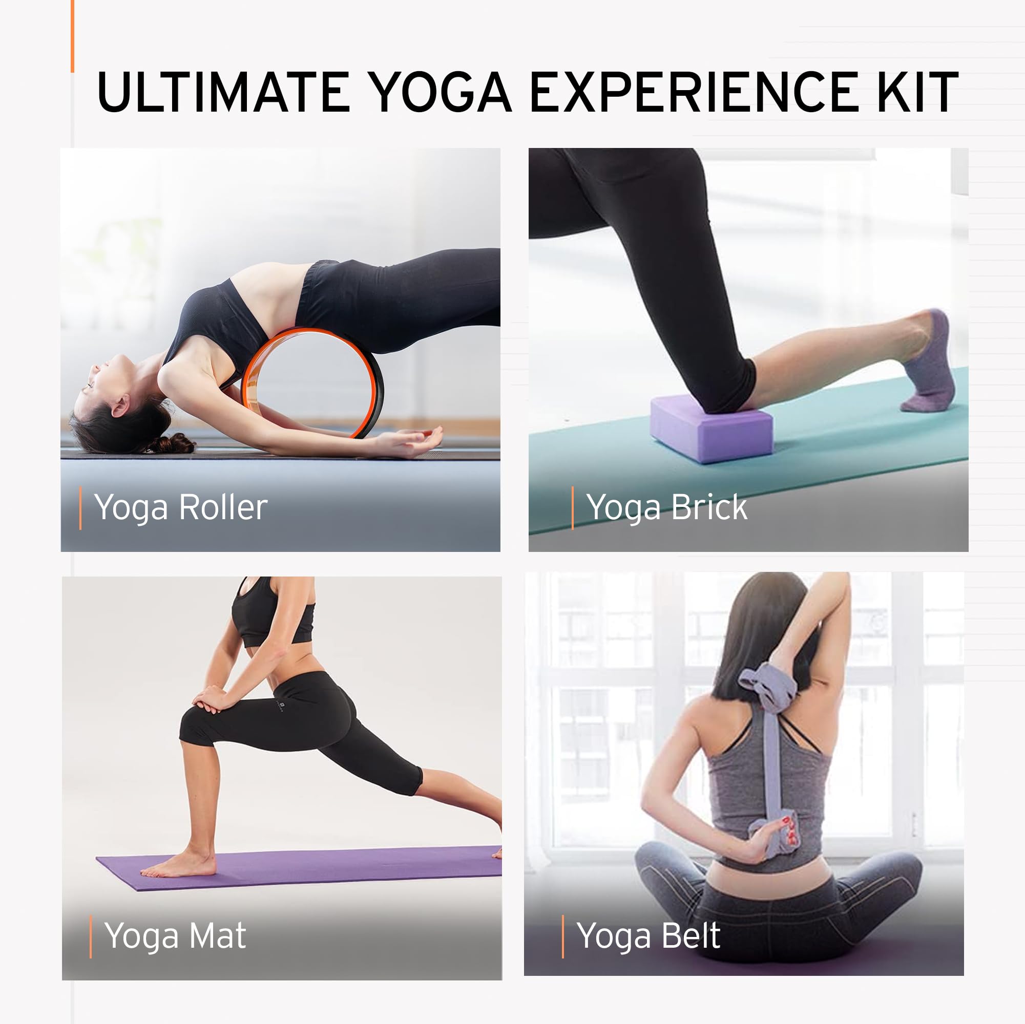 HEAD Yoga Pilates Kit | Multicolor Yoga Mat (6MM), Blocks, Belt